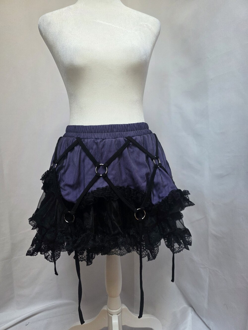 GLP Lolita & Punk Purple Black Lace Mini Skirt Goth Punk Size F-Free Size - Picture 1 of 7